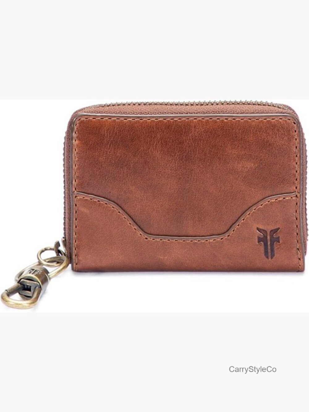 Genuine Leather Zip Wallet with Card Slots and Clip